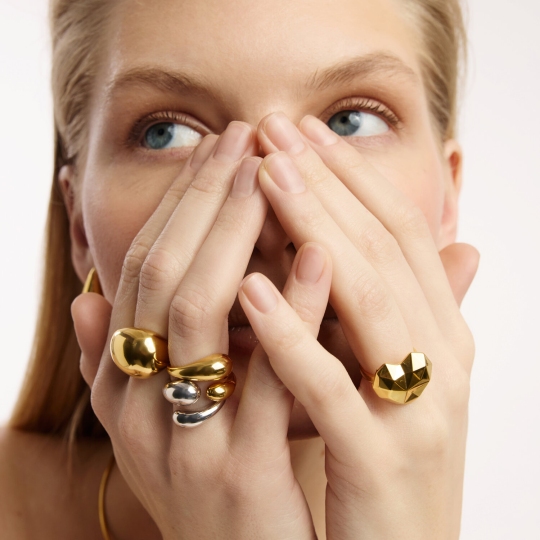 Кольцо из серебра, покрытие Вермель золото 999 пробы