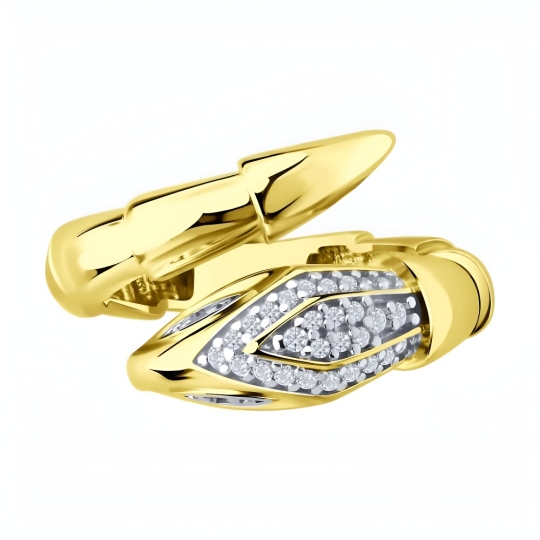 Кольцо из серебра  с фианитами, покрытие Вермель золото 999 пробы