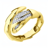 Кольцо из серебра  с фианитами, покрытие Вермель золото 999 пробы