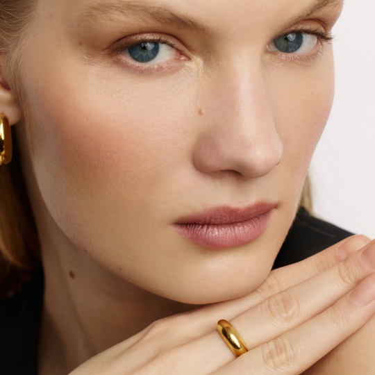 Кольцо из серебра, покрытие Вермель золото 999 пробы