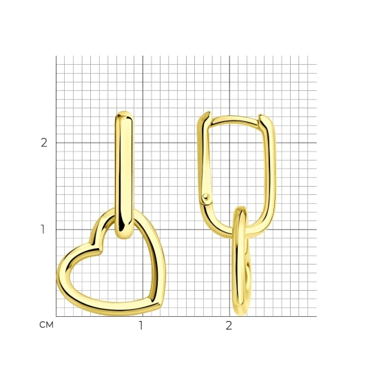 Серьги-трансформеры из серебра,  покрытие Вермель золото 999 пробы