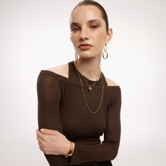 Серьги-трансформеры из серебра с фианитами, покрытие Вермель золото 999 пробы