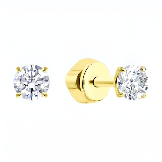 Серьги из серебра с фианитами, покрытие Вермель золото 999 пробы