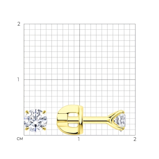 Серьги из серебра с фианитами, покрытие Вермель золото 999 пробы