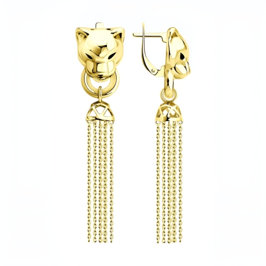 Серьги из серебра, покрытие Вермель золото 999 пробы