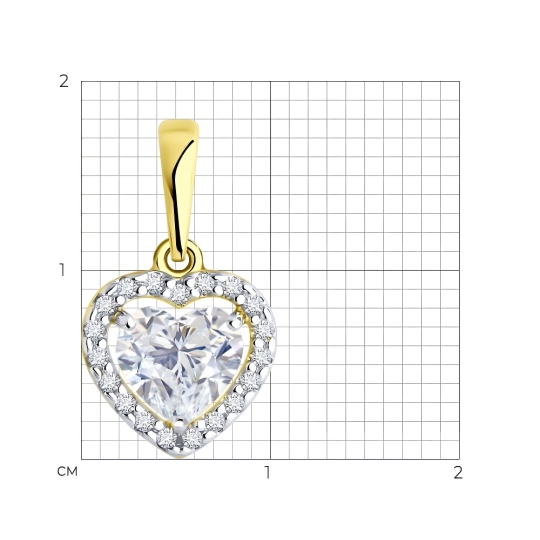 Подвеска из серебра с фианитами, покрытие Вермель золото 999 пробы