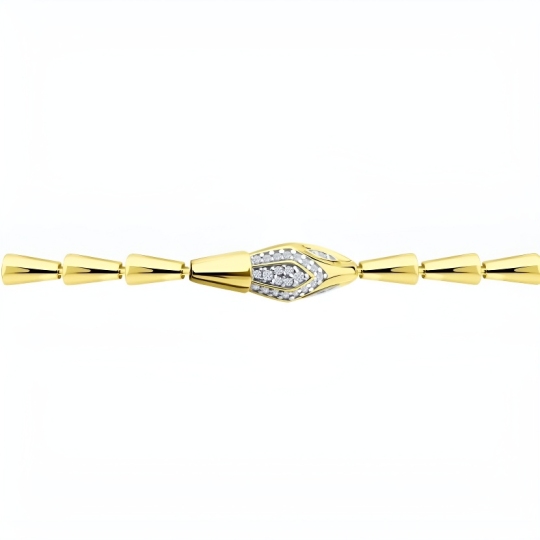 Браслет из серебра с фианитами, покрытие Вермель золото 999 пробы