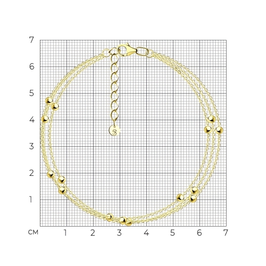 Браслет из серебра, покрытие Вермель золото 999 пробы