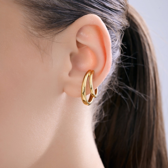 Серьга-кафф из серебра, покрытие Вермель золото 999 пробы