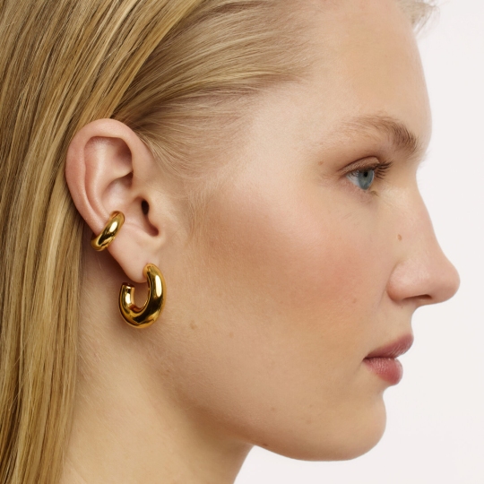 Серьга-кафф из серебра, покрытие Вермель золото 999 пробы