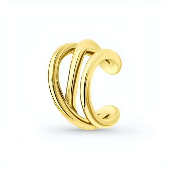 Серьга-кафф из серебра, покрытие Вермель золото 999 пробы