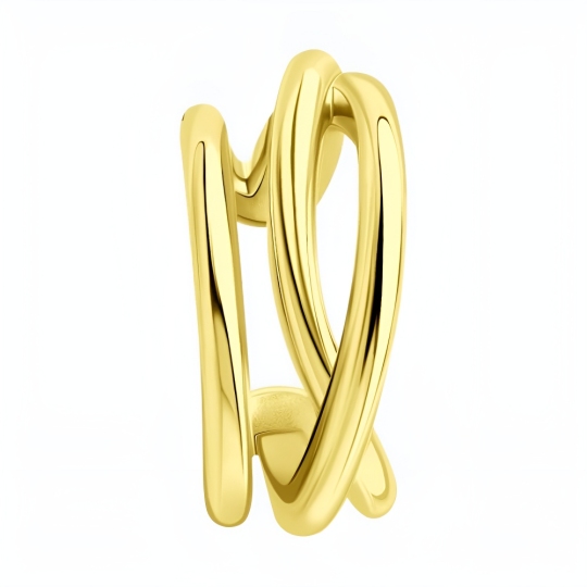 Серьга-кафф из серебра, покрытие Вермель золото 999 пробы