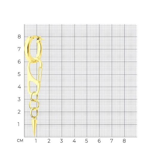 Одиночная серьга-трансформер из серебра, покрытие Вермель золото 999 пробы