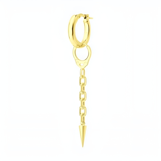 Одиночная серьга-трансформер из серебра, покрытие Вермель золото 999 пробы