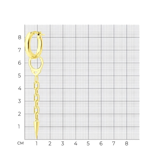 Одиночная серьга-трансформер из серебра, покрытие Вермель золото 999 пробы