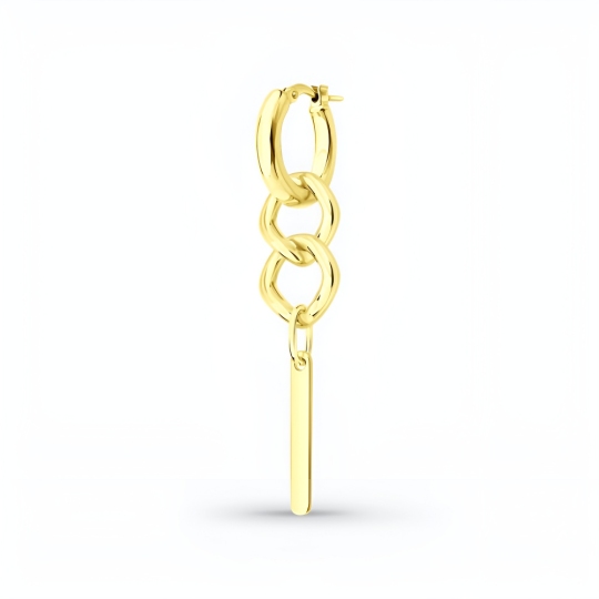 Одиночная серьга-трансформер из серебра, покрытие Вермель золото 999 пробы