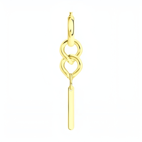 Одиночная серьга-трансформер из серебра, покрытие Вермель золото 999 пробы