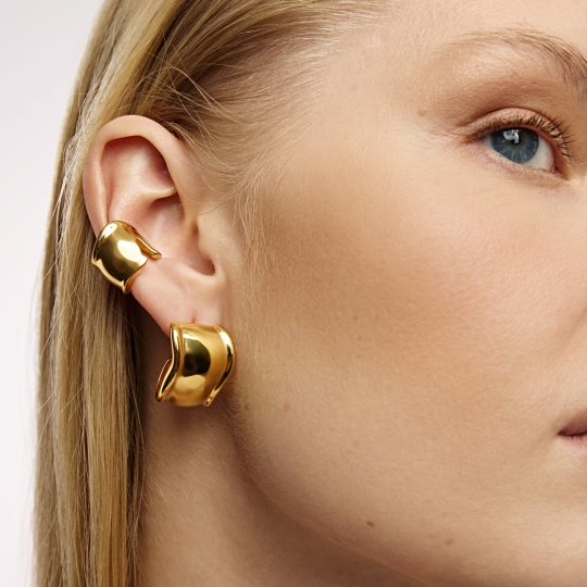 Серьга-кафф из серебра, покрытие Вермель золото 999 пробы