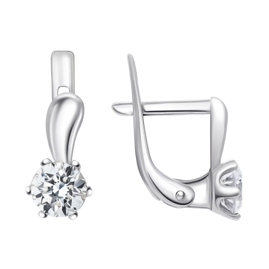 Серьги из серебра с фианитами