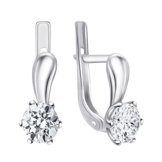 Серьги из серебра с фианитами