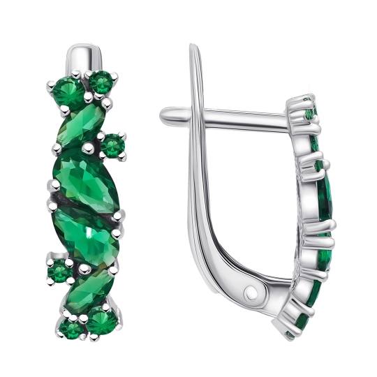 Серьги из серебра с фианитами