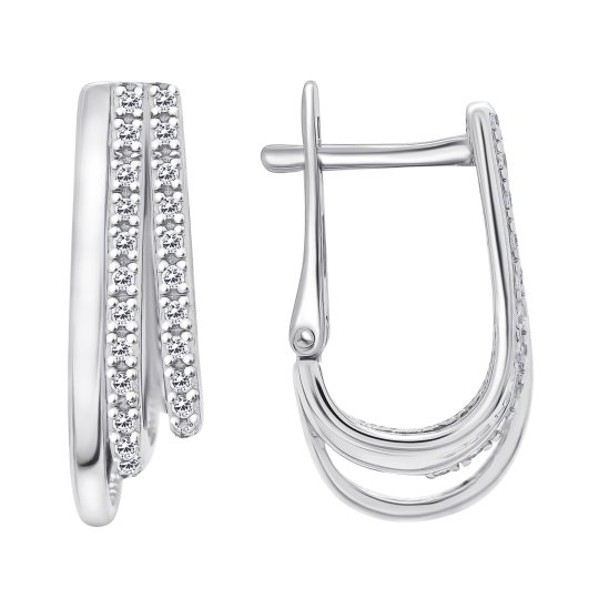 Серьги из серебра с фианитами