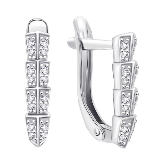 Серьги из серебра с фианитами