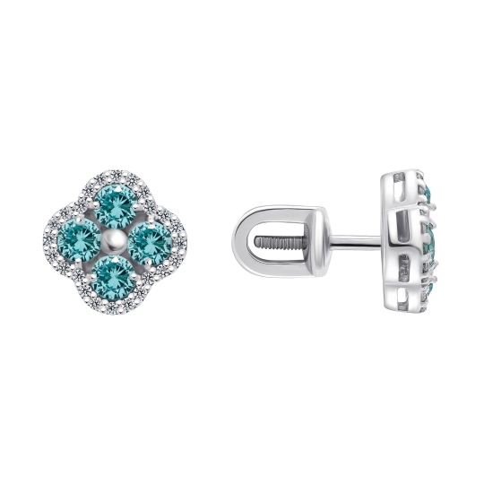 Серьги из серебра с фианитами