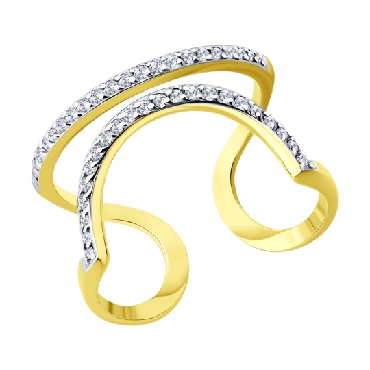 Кольцо из лимонного золота с фианитами