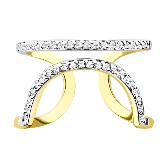 Кольцо из лимонного золота с фианитами