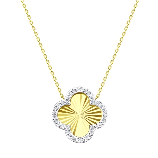 Колье из лимонного золота с алмазной гранью и фианитами