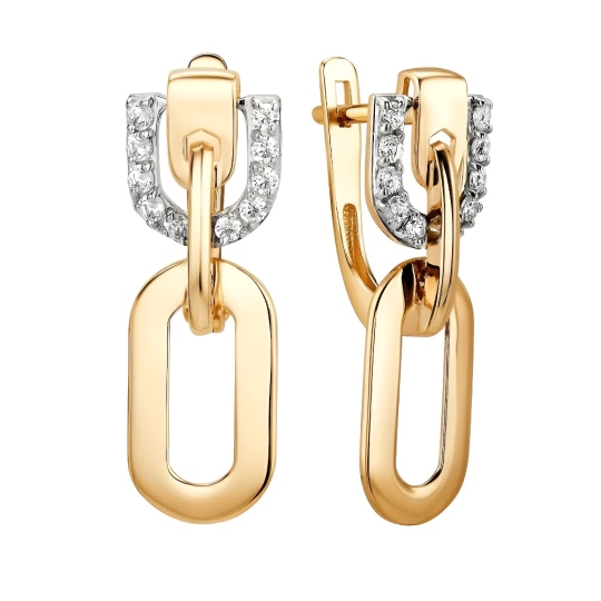 Серьги-трансформеры из золота с фианитами