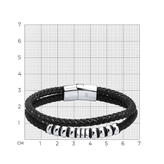 Браслет из кожи со вставками из стали