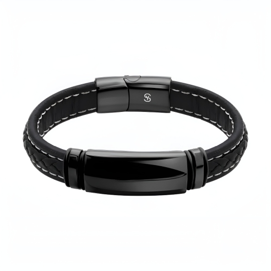 Браслет из кожи со вставками из стали