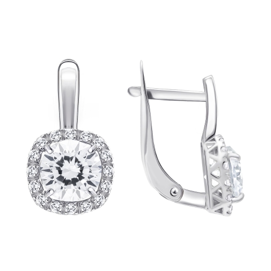 Серьги из серебра с фианитами