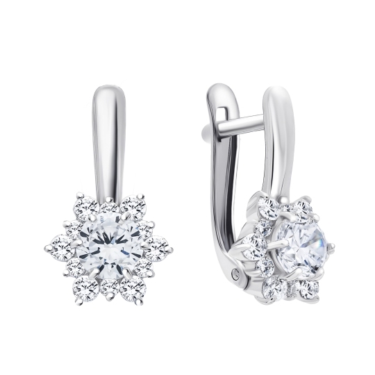 Серьги из серебра с фианитами