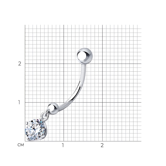 Пирсинг из серебра с фианитом