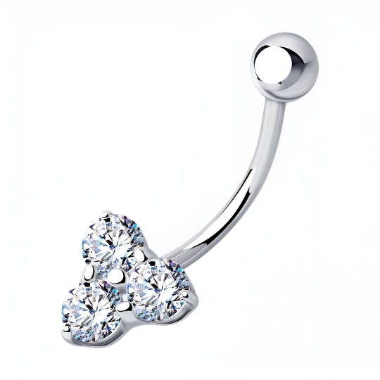Пирсинг из серебра с фианитами