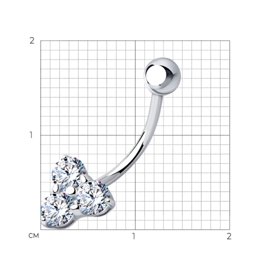 Пирсинг из серебра с фианитами