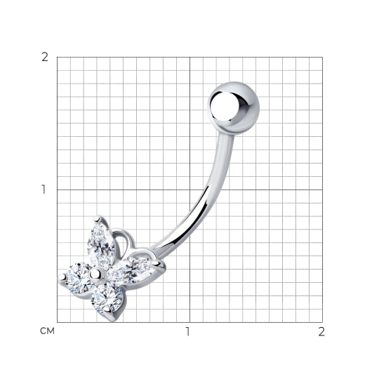 Пирсинг из серебра с фианитами