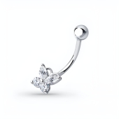 Пирсинг из серебра с фианитами