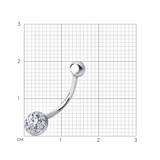 Пирсинг из серебра с фианитами