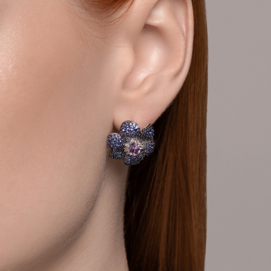 Серьги из серебра с аметистами и фианитами