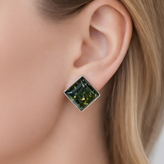 Серьги из серебра с янтарем