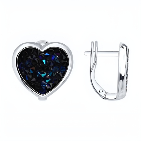 Серьги из серебра с кристальной тканью