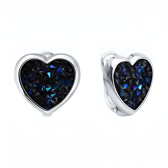 Серьги из серебра с кристальной тканью