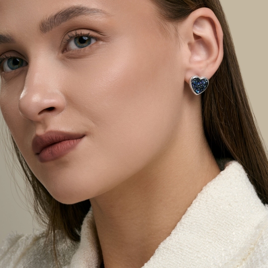 Серьги из серебра с кристальной тканью