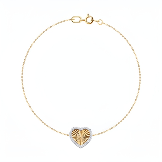 Браслет из золота с алмазной гранью и фианитами