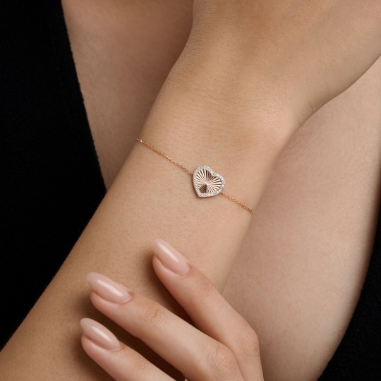 Браслет из золота с алмазной гранью и фианитами