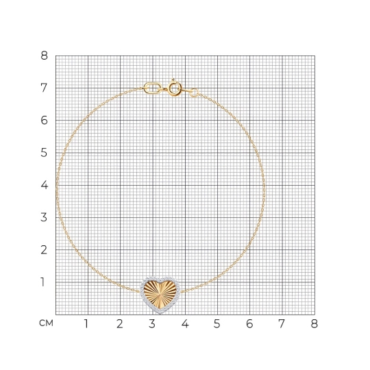 Браслет из золота с алмазной гранью и фианитами